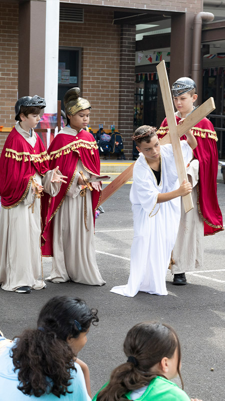 Students performing re enactment of Lent