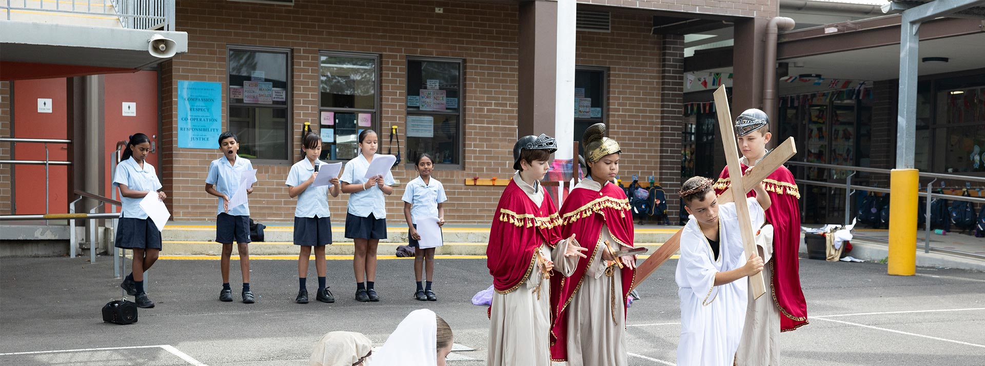 Students performing re enactment of Lent